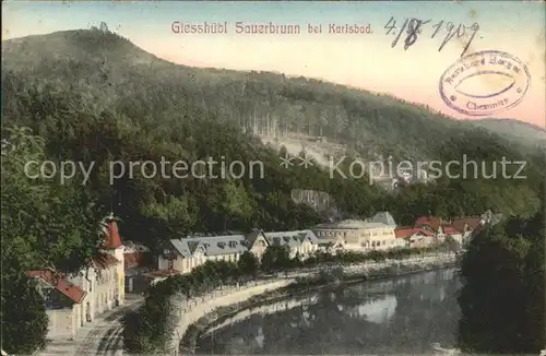 Giesshuebl Sauerbrunn Tschechien Partie am Fluss Kat. Kyselka