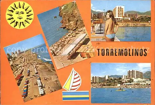 Torremolinos Strand Hafenpartie Schwimmbad Meer Kat. Malaga Costa del Sol