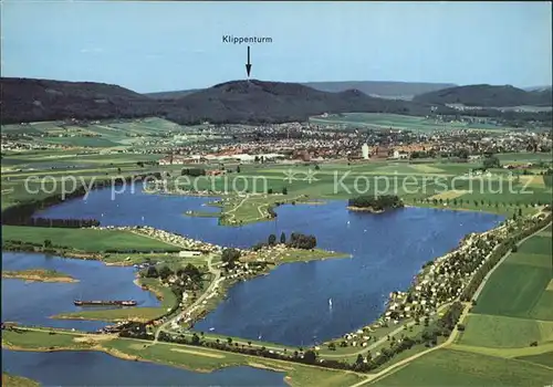 Rinteln Weser Doktorsee mit Klippenturm Fliegeraufnahme