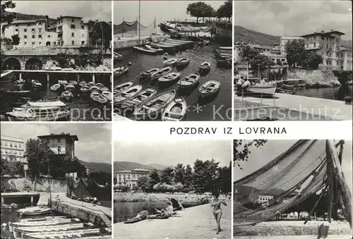 Lovrana Fischerhafen Netze Strand Kat. Kroatien