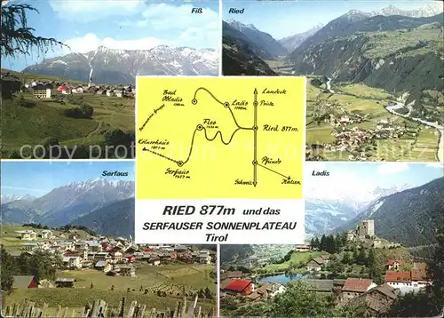 Ried Tirol mit Fiss Serfaus und Ladis Lageplan