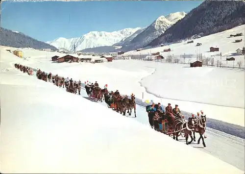 Davos Dorf GR Pferdeschlittenfahrt Rhaetikongruppe und Seehorn / Davos /Bz. Praettigau-Davos