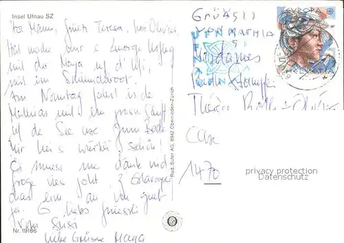 Insel Ufnau Kirche Kuehe Fliegeraufnahme Kat. Ufenau Zuerichsee