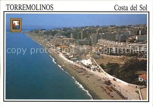 Torremolinos Fliegeraufnahme Strand mit Teilansicht Kat. Malaga Costa del Sol