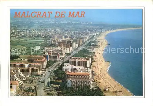 Malgrat de Mar Fliegeraufnahme Teilansicht mit Strand Kat. Malgrat de Mar