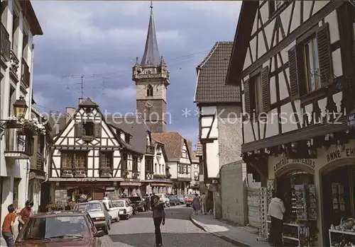 Obernai Bas Rhin Fachwerkhaeuser und Kapellturm Kat. Obernai