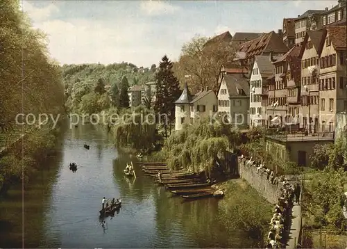 Tuebingen Universitaetsstadt Neckarpartie mit Hoelderlinturm Kat. Tuebingen