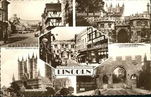 Lincoln Castle Priory Gate Cathedral Stonebow and High Street Kat. Lincoln