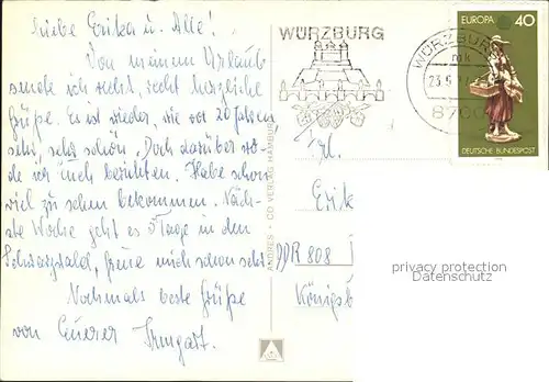 Wuerzburg Kaeppele Mainbruecke und Feste Marienburg Kat. Wuerzburg