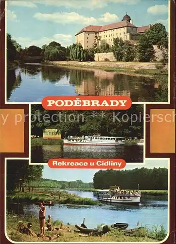 Podebrady Strand Partie am Fluss Kat. Bad Podiebrad