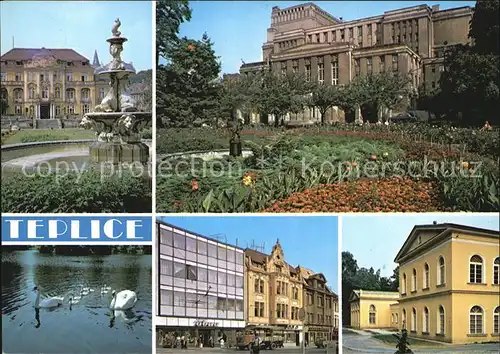 Teplice Gebaeude Teich Brunnen Kat. Teplice