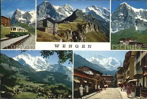Wengen BE Bergbahn Total und Teilansichten Dorfmotiv Kat. Wengen