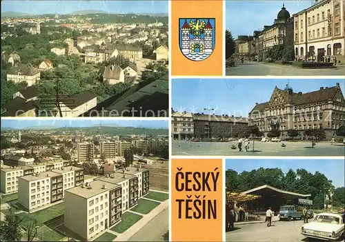 Cesky Tesin Celkove na mesto Gottwaldova trida s hotelem Slezky dum Radnice Hranicni prechod do PLR Kat. Tschechische Republik