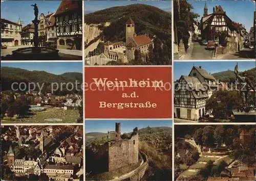 Weinheim Bergstrasse Burgruine Stadtansicht Kat. Weinheim
