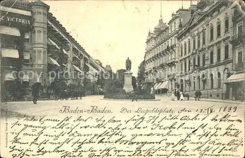 Baden Baden Leopoldsplatz Denkmal Statue Kat. Baden Baden