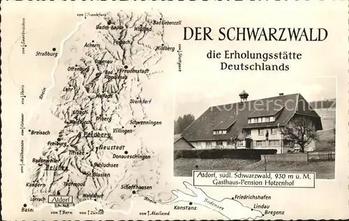 Atdorf Gasthaus Pension Hotzenhof uebersichtskarte Der Schwarzwald