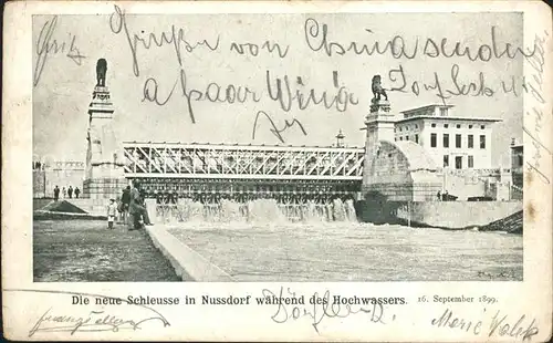 Nussdorf Wien Neue Schleuse waehrend des Hochwassers 1899 Kat. Oesterreich
