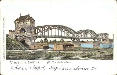 Worms Rhein Eisenbahnbruecke Kat. Worms
