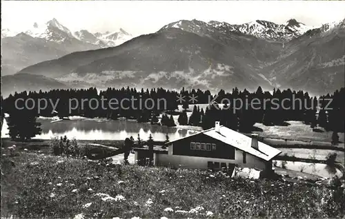 Crans sur Sierre Le Lac et le Weisshorn Alpenpanorama Kat. Crans Montana