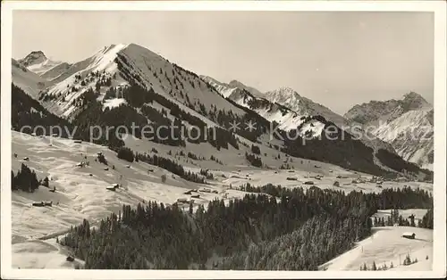 Oberwestegg Riezlern und Unterwestegg Winterpanorama Kleinwalsertal Kat. Mittelberg