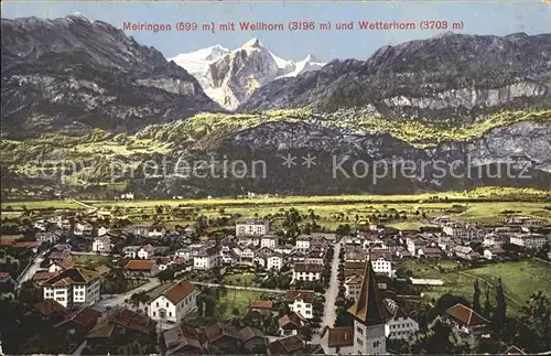 Meiringen BE mit Wellhorn und Wetterhorn Berner Alpen Kat. Meiringen