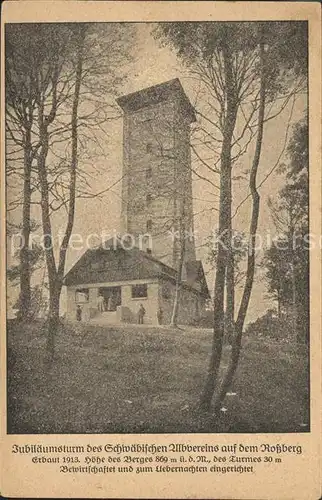 Rossbergturm Jubilaeumsturm des Schwaebischen Albvereins Gedicht Fremdenbuch Kat. Reutlingen