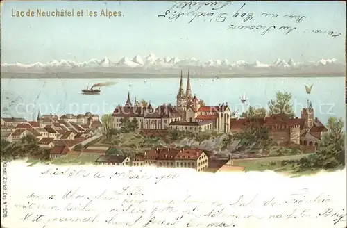 Lac de Neuchatel et les Alpes Kat. Neuchatel