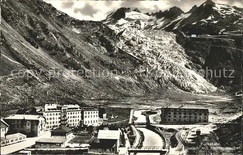 Gletsch Rhonegletscher Furkabahn Kat. Rhone