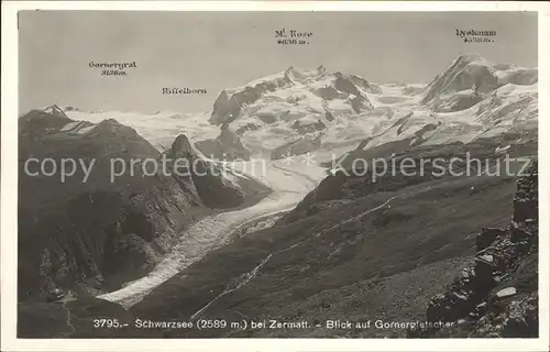 Schwarzsee Zermatt VS Blick auf Gornergletscher Alpenpanorama Kat. Zermatt