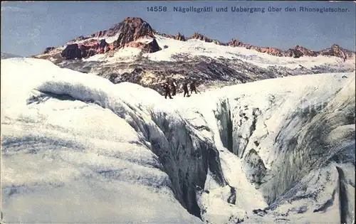 Grimsel Pass Naegelisgraetli und uebergang ueber den Rhonegletscher Alpin Wanderung Kat. Grimsel