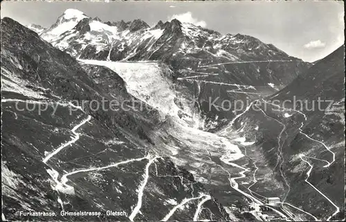 Gletsch Furkastrasse Grimselstrasse Alpenpass Rhonegletscher Kat. Rhone