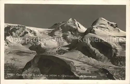 Zermatt VS Castor et Pollux vus du Gornergrat Walliser Alpen Kat. Zermatt