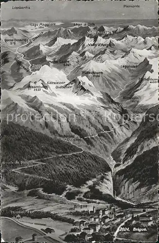 Brigue aus Vogelperspektive Alpenpanorama / Brig /Bz. Brig