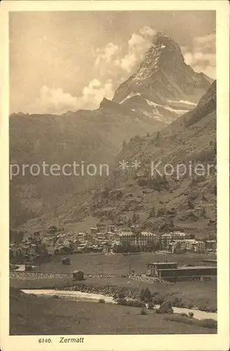 Zermatt VS Gesamtansicht mit Matterhorn Walliser Alpen Kat. Zermatt
