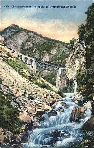 Loetschbergbahn Viadukt bei Ausserberg Gebirgsbach / Loetschenpass /Rg. Gastere