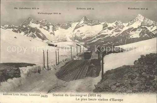 Zermatt VS Station du Gornergrat Bergbahn Alpenpanorama Kat. Zermatt