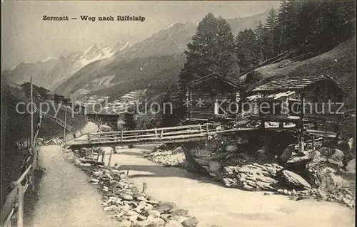 Zermatt VS Weg nach Riffelalp Bergbach Bruecke Kat. Zermatt