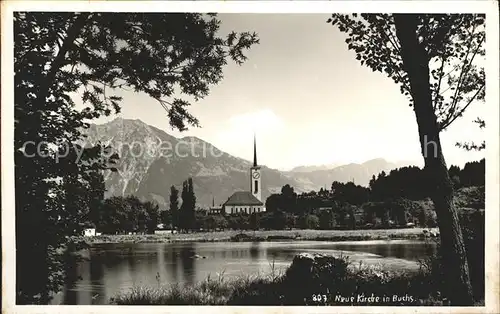 Buchs SG Neue Kirche Uferpartie am Rhein / Buchs /Bz. Werdenberg