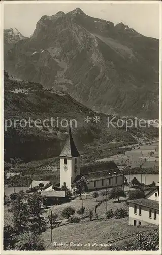 Amden SG Kirche mit Rautispitz Glarner Alpen Kat. Amden