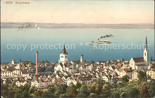 Rorschach Bodensee Blick ueber die Stadt Dampfer Kat. Rorschach