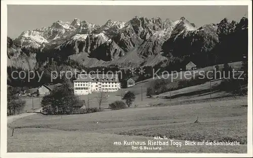 Rietbad Kurhaus Blick auf Saentiskette Alpenpanorama Kat. Nesslau