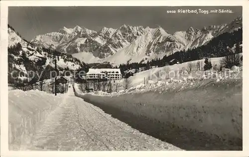 Rietbad Kurhaus mit Saentis Appenzeller Alpen Winterpanorama Kat. Nesslau