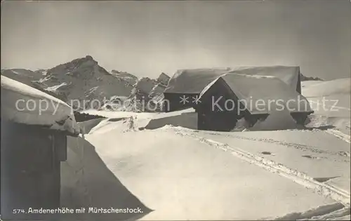 Amden SG Amdenerhoehe mit Muertschenstock Winterpanorama Gebirge Kat. Amden