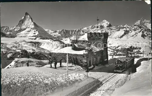 Zermatt VS Gornergrat Station Matterhorn Dent Blanche Walliser Alpen Kat. Zermatt