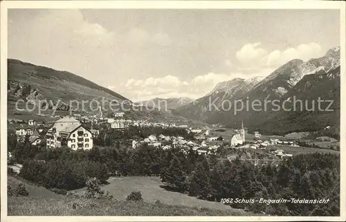 Schuls GR Totalansicht mit Alpenpanorama Kat. Scuol