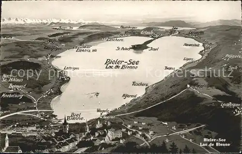 Bielersee und Umgebung Alpenpanorama aus der Vogelschau / Biel /Bz. Biel City