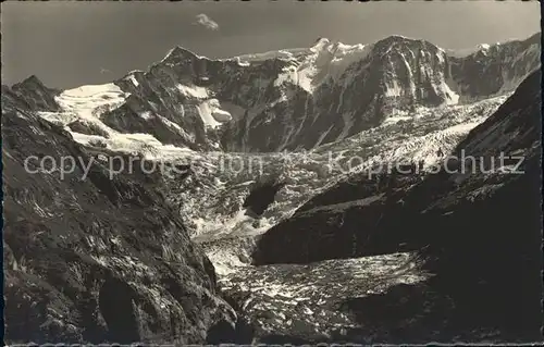 Baeregg Fiescherhoerner Gletscher Gebirgspanorama Berner Alpen Kat. Grindelwald