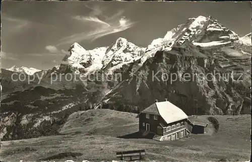 Muerren BE Station Allmendhubel Berghaus Eiger Moench Jungfrau Berner Alpen Kat. Muerren