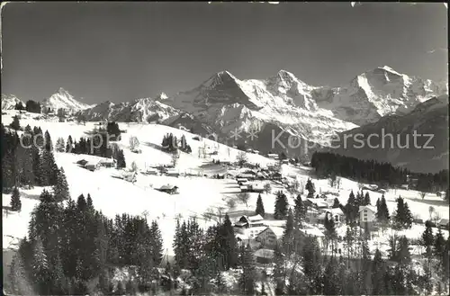 Waldegg Beatenberg Winterpanorama Schreckhorn Finsteraarhorn Eiger Moench Jungfrau Berner Alpen / Beatenberg /Bz. Interlaken
