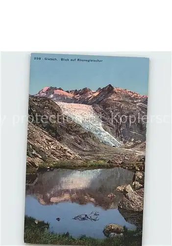 Gletsch Blick auf Rhonegletscher Bergsee Kat. Rhone